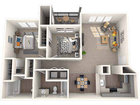 Hanover Apartments Two Bedroom Two Bath Floor Plan